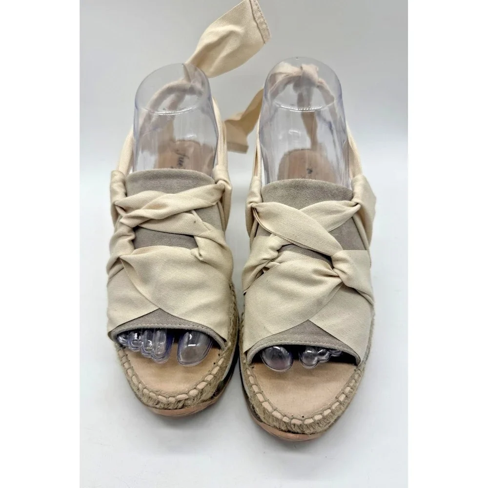 Free People Capmin Sport Sandals Womens Size 6‎ Beige Espadrille Wedge Platform